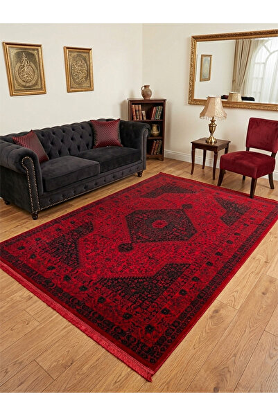 jeel alshabab Red Classic Ottoman Carpet - Intricate Traditional Pattern - Pr...