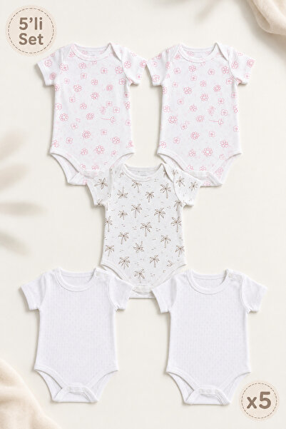 Babyhola 100% Cotton American Sleeveless 5-Piece Baby Bodysuit Set Short Slee...