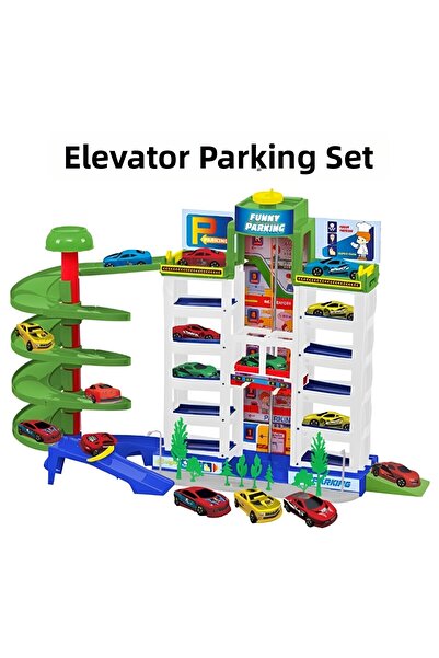 Brother Toys مجموعة مرآب سيارات مع مصعد، حجم كبير مع 3 عربات معدنية
