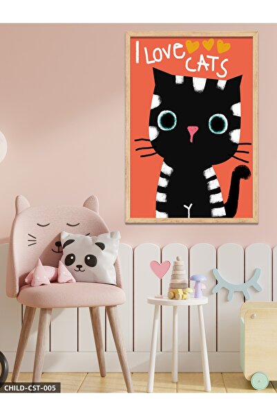 Evinemoda Cute Black Cat One Piece Wooden Framed Painting