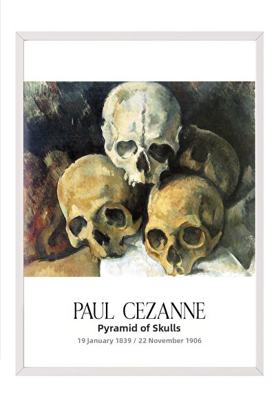 Postifull Paul Cézanne - Piramidele de cranii, Tablou în ramă albă, Seria de ...