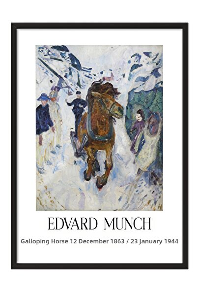 Postifull Edvard Munch - Galloping Horse, Black Framed Art, Art Series No:111711