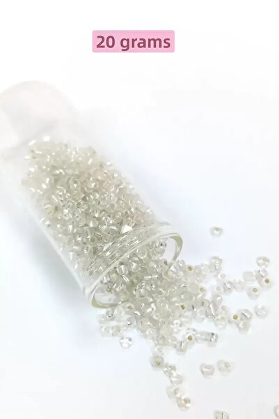 Generic Brand Bulky Glass Sand Beads (8/0) 3 mm - 20 Grams - Transparent Silv...