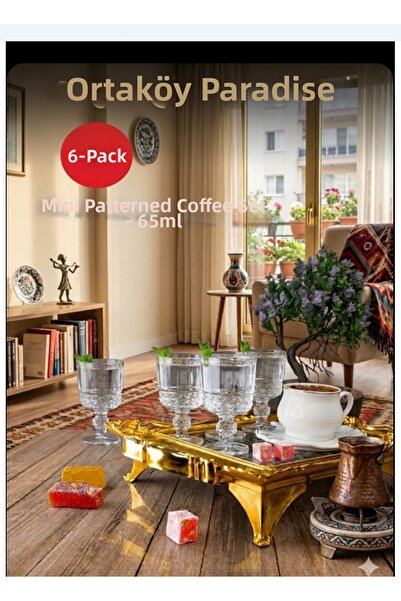 ORTAKÖYCENNETİ 6 Mini Standing Coffee Cups with Stylish Design, 65 Cc Volume