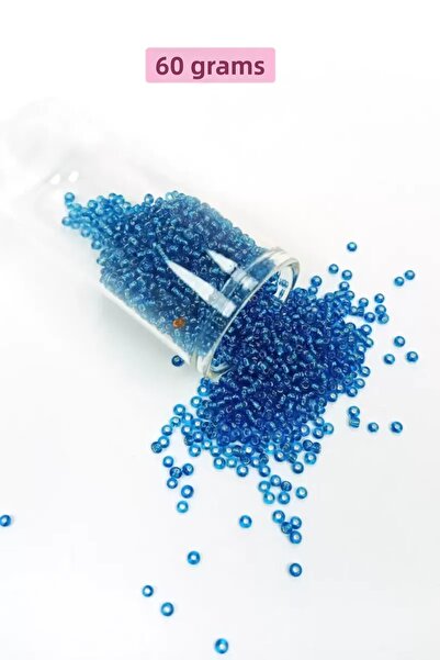 Generic Brand Bulk glass sand beads (11/0) 2 mm - 60 grams - transparent blue...