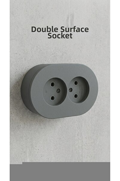 Marsilyan Anthracite Double Surface-Mounted Grounded Socket - Modern and Dura...