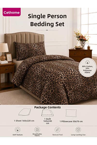 Weweus Set de husă de pilotă de o persoană din bumbac cu model leopard ÇetHome
