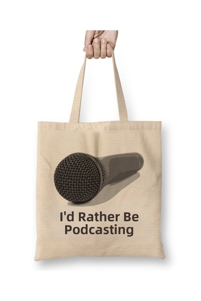 dekado حقيبة قماش Funny I d Rather Be Podcasting Podcasters بمقبض طويل