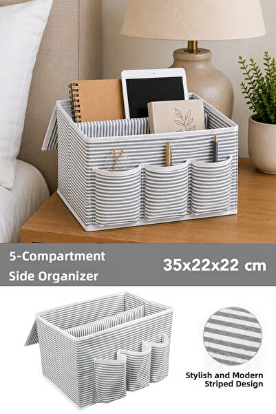 Meleni Home Organizator de noptieră - Geantă de depozitare multifuncțională c...