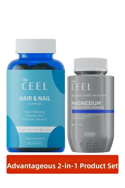 VitaCeel 2 Pack Magnesium Complex Tablets, Hair & Nail Vitamin Chewable Gummy...