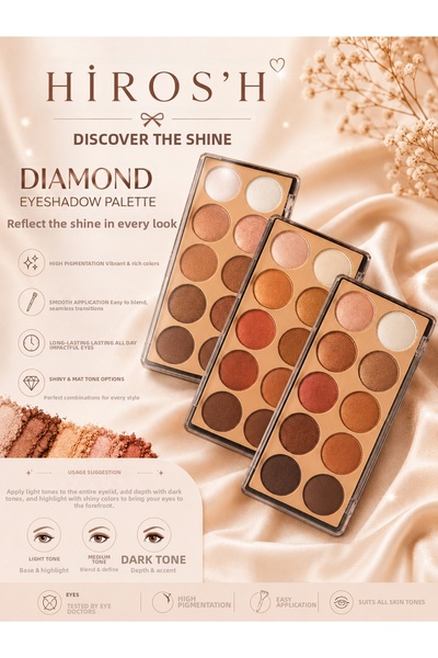 HİROS'H Diamond Far Series 10-Piece Eyeshadow Palette with Shiny Finish