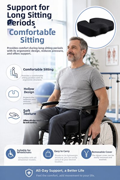 EpiRelax Visco Seat Cushion with Tailbone Gap Ergonomic Chair Cushion
