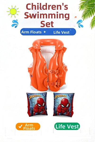 Yeşil Oyuncak Swimming Set Lifebuoy and Inflatable Arm Sleeves Children's Swi...