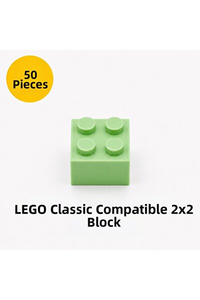 OyuncaklarÜlkesi Lego Compatible Classic 50 Pieces Pastel Green Color 2X2 Blo...