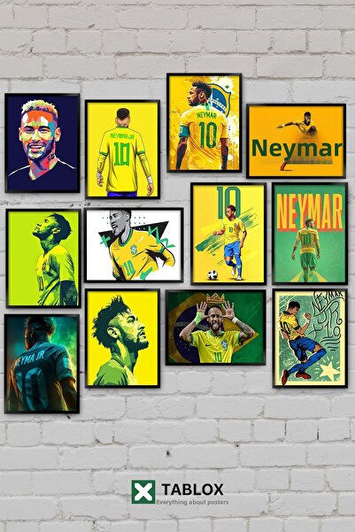 TABLOX Set de pictură decorativă MDF cu 12 piese Neymar Jr Brazilia Starul fo...