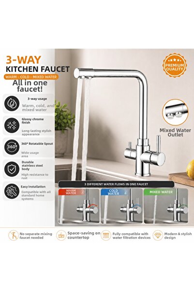 AGE YAPI 3 Way Faucet Kitchen Sink Mixer with Purification Outlet