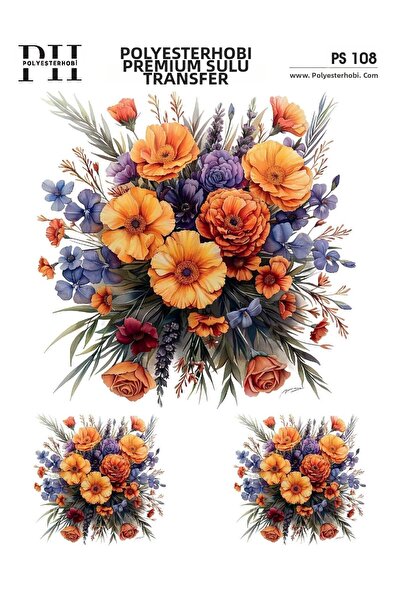 POLYESTERHOBİ Premium Water Transfer 25X35 cm Flower Patterned Ps 108