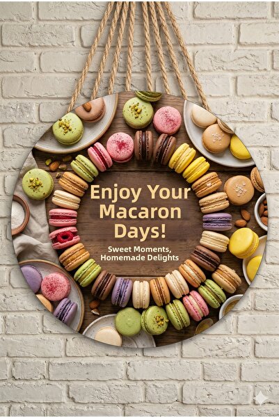 Mayeka Ornament decorativ din lemn pentru ușă de perete, cu tematică macaron,...