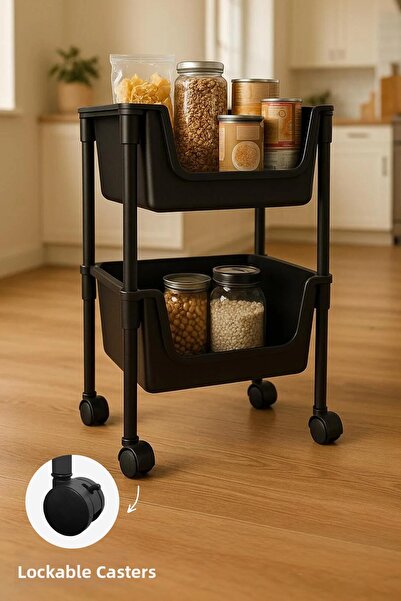 Kitchen Life Двустепенна рафтова система с колелца за играчки, кухненски рафт...