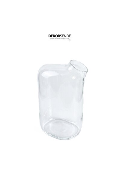 Dekorsende Small Glass Vase with Side Spout Transparent 16 cm