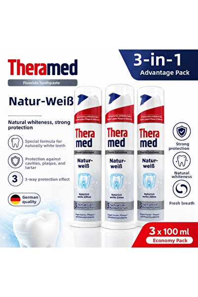 Theramed معجون أسنان ناتورفايز فلورايد بتأثير التبييض الطبيعي 3 × 100 مل
