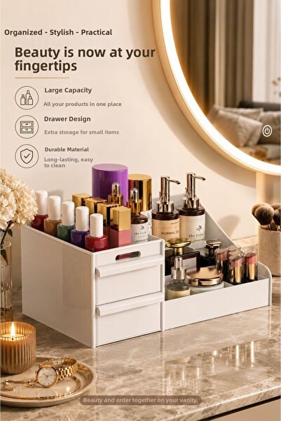Tercih Home 3-Tier 2-Drawer Office, Jewelry and Makeup Organizer / Cosmetic D...