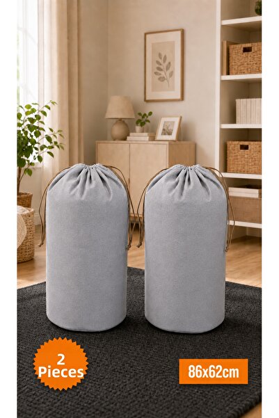 Balkan Room 2 Pieces Gray Drawstring Storage Bag Xlarge 86X62 cm - Moving Bag...
