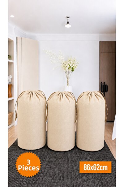 Emma Oliwia 3 Pieces Beige Drawstring Storage Bag Xlarge 86X62 cm - Moving Ba...