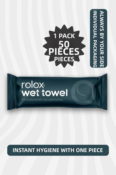 Rolox Wet Towel - 50 Pack - Disposable Roll Wet Towels - Green Tea Scented