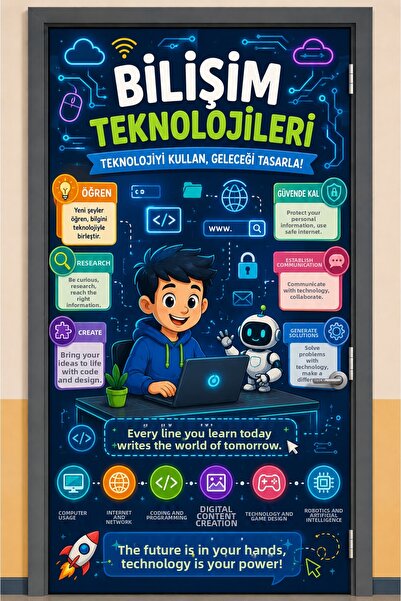 siverek reklam 200X100 cm Information Technologies School Door Dressing Foil ...