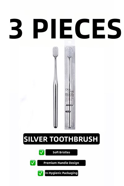 BIJIE Silver White Bristle Colored Soft Toothbrush-3 Units