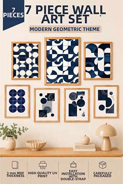 UNT 7-Piece Modern Geometric Frame Look Table Set |   Mdf Uv Printing |   Min...