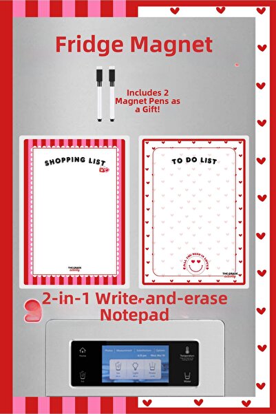 The Grade Activity Summer Erasable Notepad with Stripes and Hearts, 2 Pieces,...