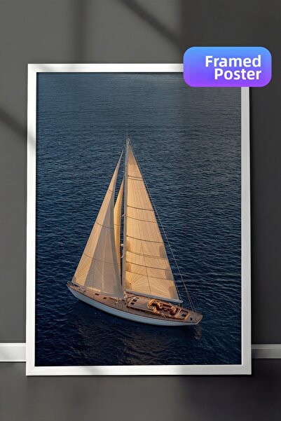 Postifull Sailboat Poster, White Framed Poster, Old Money Series, No:113204