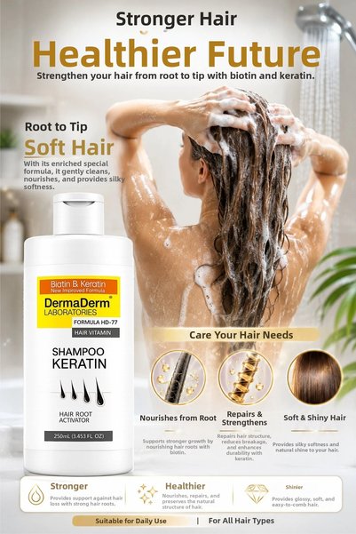 DermaDerm 2 Pcs Anti-Hair Loss Biotin and Keratin Shampoo 250ml