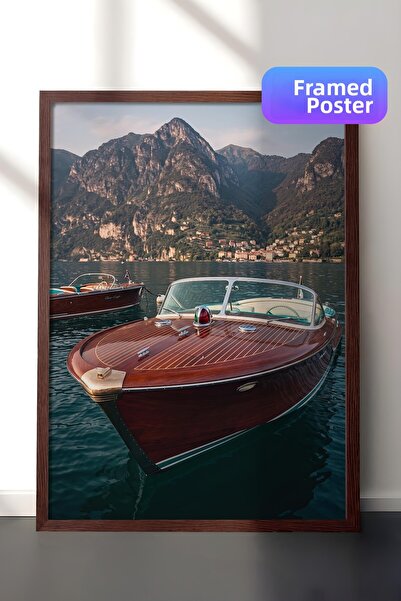 Postifull Ship and Mountain Landscape Poster, Brown Framed Poster, Old Money ...