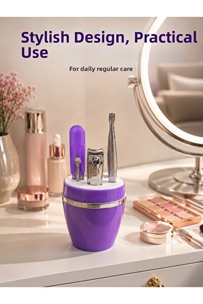 teknotrust Preminium Purple Manicure Pedicure Set Portable Personal Care Kit