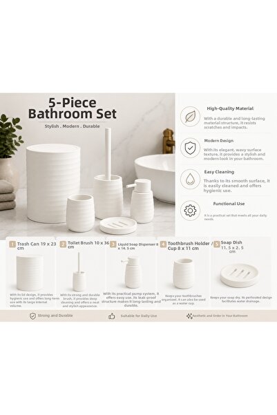 kasımoğulları concept Draguan Series Wavy Striped Acrylic Bathroom Set – Tras...
