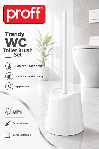 Proff White Toilet Brush Set - Toilet Wc and Toilet Bowl Cleaning Brush