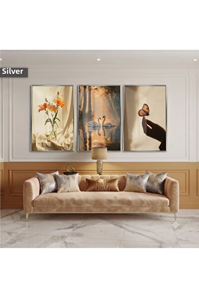 Harika bir ev Golden Radiance & Elegant Swan Concept |   Framed Glass Tableto...