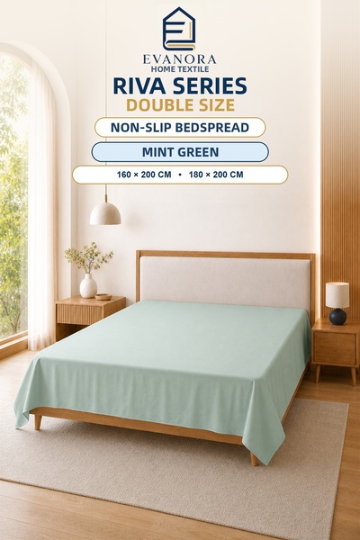 evonora Riva Series Mint Green Double Non-Elastic Flat Sheet 160X200 / 180X20...