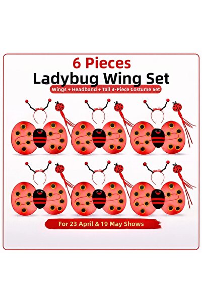 evimdeyokyok 639Li Ladybug Costume Set – Wing Crown Scepter