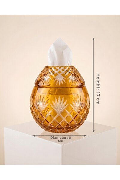 AKDEN STORE Crystal Cut Decor Czech Al Napkin Holder / Glass Napkin Holder