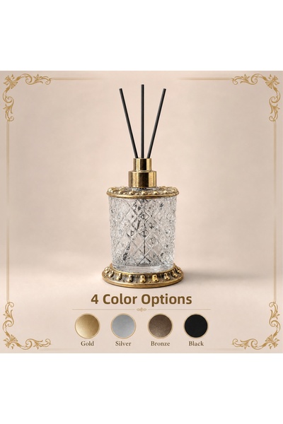 Kozak Serra Luxury Crystal Glass Room Fragrance Bottle with Bamboo Stick Decorative Bathroom and Living Room Fragrance Diffuser