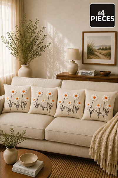 SEVMİŞ HOME Set of 4 Punch Throw Pillow Covers – Same Color and Pattern – Dec...