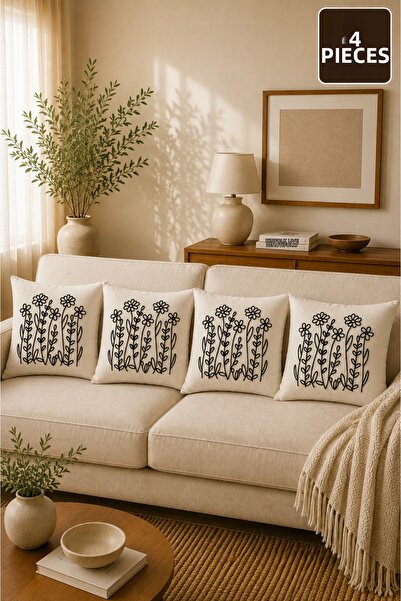 SEVMİŞ HOME Set of 4 Punch Throw Pillow Covers – Same Color and Pattern – Dec...