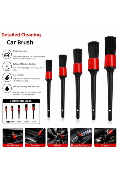 Generic Brand 5-Piece Car Detailing Brush Set