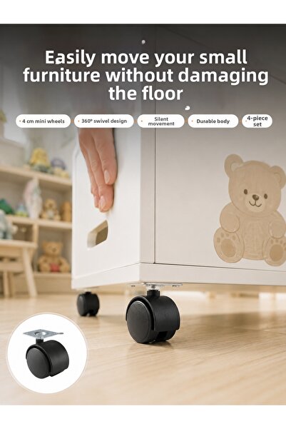 Lisinya 4 cm Legs Without Locks for Coffee Tables and Equipment - Set of 4