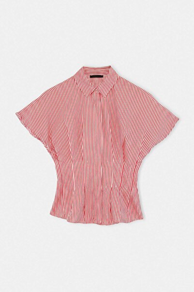 Trendyol Collection Red Striped Pili Detailed Shirt Twoaw27Go00033