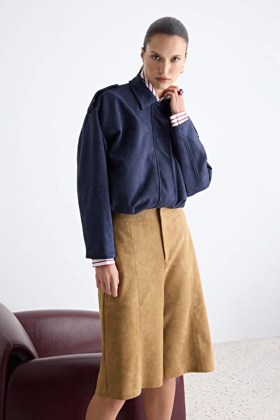 Trendyol Collection Navy Blue Oversize Coat Twoaw26Mo00125